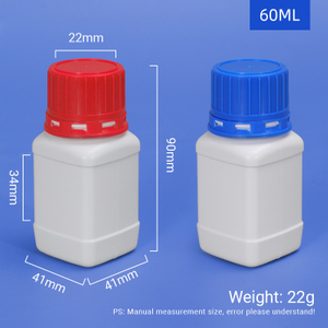 درجة مختبر تسرب سميكة 60 مل زجاجة عينة HDPE مربعة لتخزين الكاشف الكيميائي