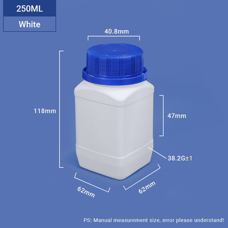 زجاجة HDPE مربعة واسعة الرقبة سعة 250 مل