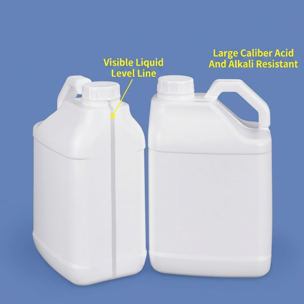 جركن بلاستيك مربع 5 لتر HDPE بمقبض كبير، غطاء لولبي، بطانة فويل، مانعة للتسرب للطلاء والمواد الكيميائية