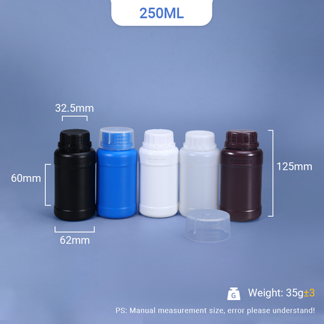 زجاجة بلاستيكية HDPE سعة 250 مل مع غطاء TE