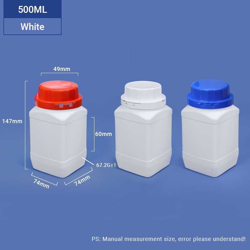 زجاجة HDPE مربعة واسعة الرقبة سعة 500 مل