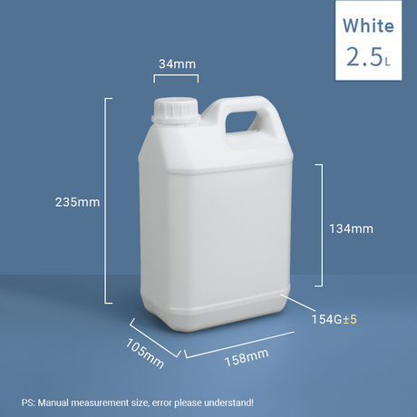 2.5 لتر من أباريق F-Style المفلورة المعتمدة من الأمم المتحدة علب جيري حاجز HDPE لتغليف المواد الكيميائية والمذيبات