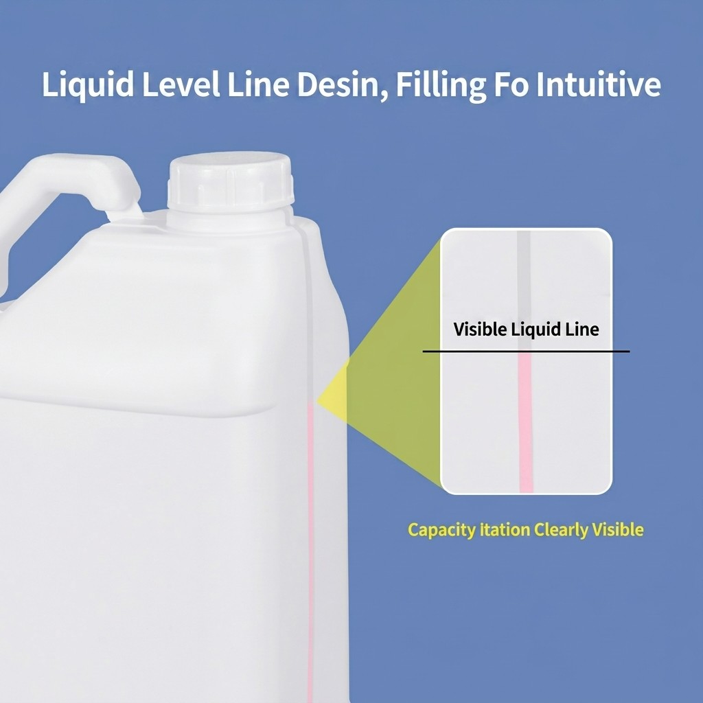 جركن بلاستيك مربع 5 لتر HDPE بمقبض كبير، غطاء لولبي، بطانة فويل، مانعة للتسرب للطلاء والمواد الكيميائية
