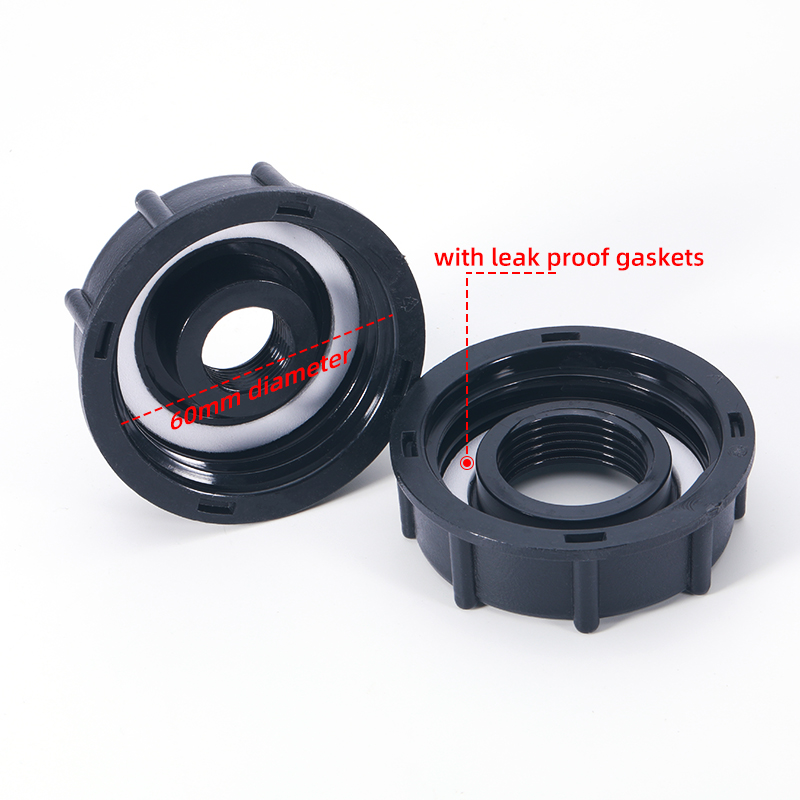 IBC TOTE ADAPTER 60 مم خيط خشن 1/2 '3/4 '' 1 بوصة منفذ ، 275-330 جالون موصل قابس الصرف لخراطيم حديقة خزان المياه