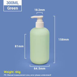 300 مل زجاجات شامبو بلاستيكية أخضر مع غطاء مضخة المشمش