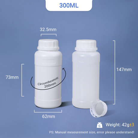 زجاجة بلاستيكية HDPE سعة 300 مل مع غطاء TE