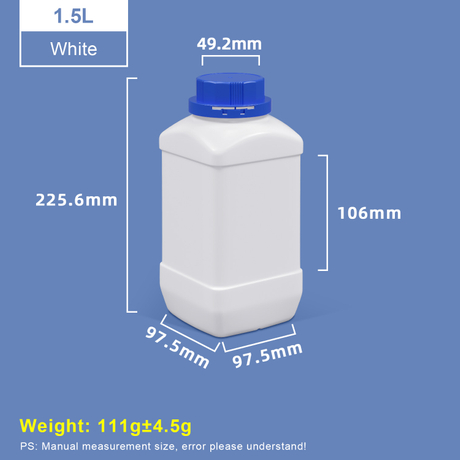زجاجات HDPE مربعة واسعة العنق سعة 1500 مل