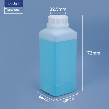 500 مل من فئة الطعام زجاجة HDPE بلاستيك مربعة مع غطاء المسمار واضح العبث 