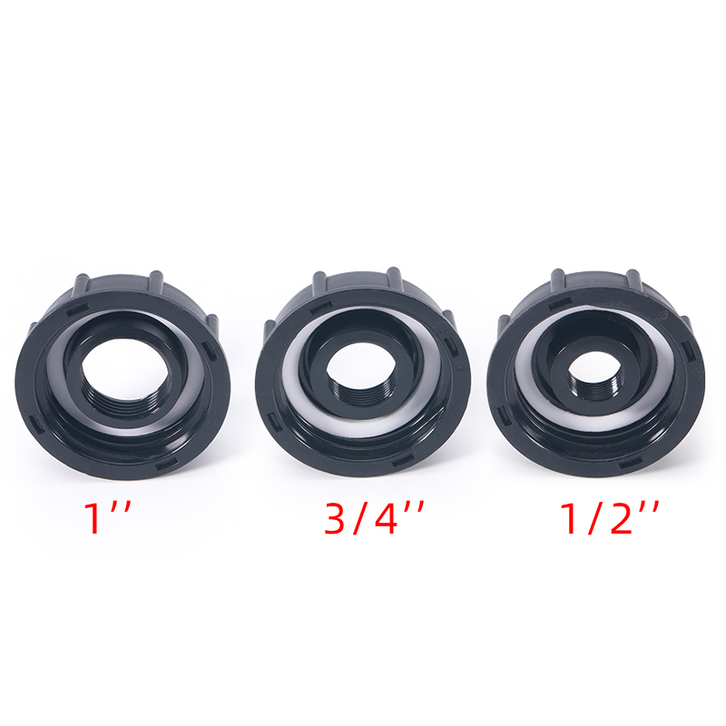 IBC TOTE ADAPTER 60 مم خيط خشن 1/2 '3/4 '' 1 بوصة منفذ ، 275-330 جالون موصل قابس الصرف لخراطيم حديقة خزان المياه