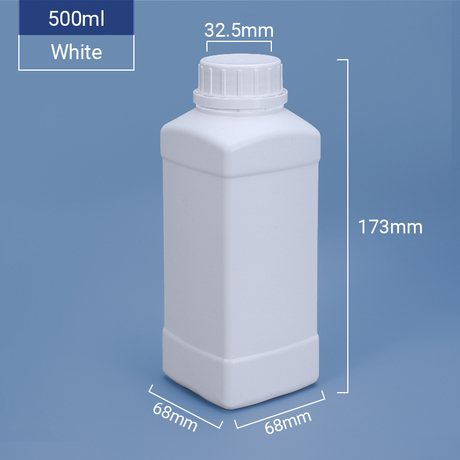 زجاجة HDPE بلاستيكية مربعة 500 مل مع غطاء المسمار واضح العبث 