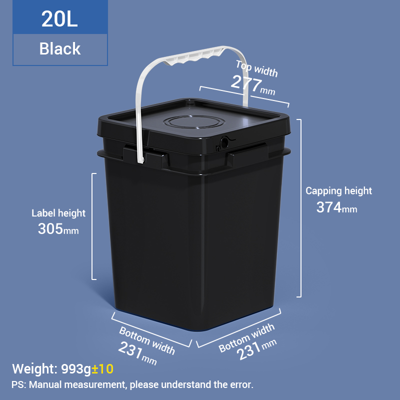 20L 2.1 جالون دلو بلاستيك مربع
