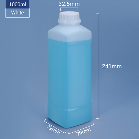 1000 مل 1 لتر زجاجة HDPE بلاستيكية مربعة مع غطاء المسمار واضح العبث- طبيعي