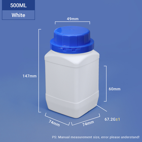 زجاجة HDPE مربعة واسعة الرقبة سعة 500 مل