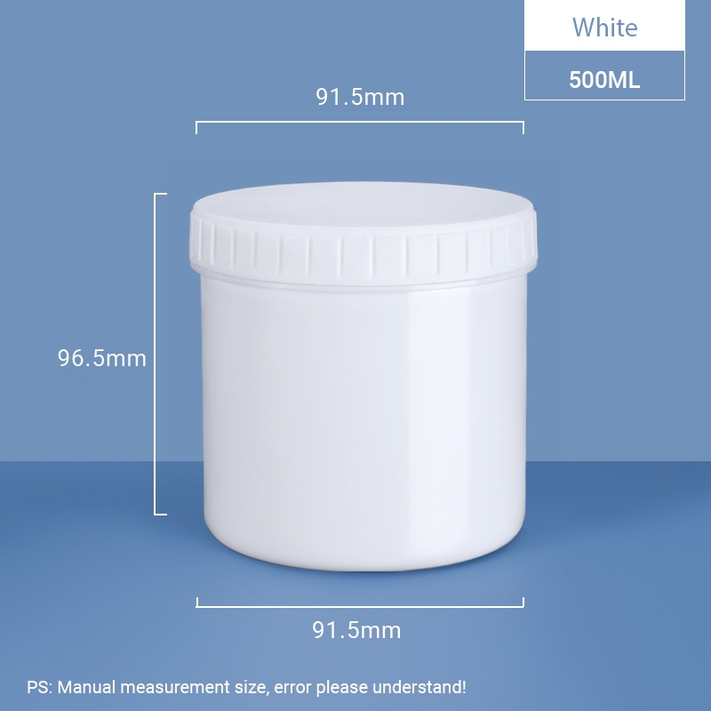 وعاء بلاستيكي واسع الفم بسعة 500 مل مع غطاء لولبي 
