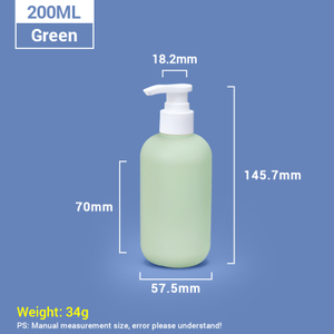 زجاجات شامبو بلاستيكية أخضر 200 مل مع غطاء مضخة بيضاء