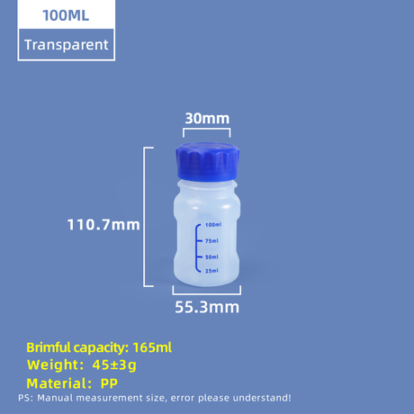 زجاجة كاشف PP 100 مل مع خط مقياس