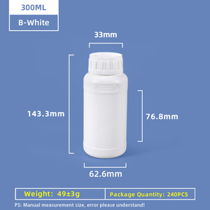 زجاجة 300 مل من البلاستيك المفلور الآمن على المواد الكيميائية HDPE&PTFE 